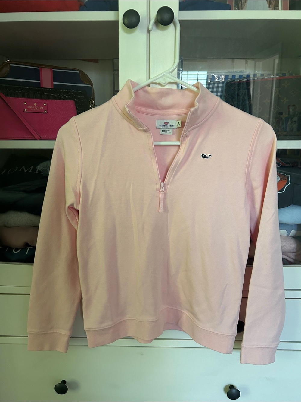 Vineyard Vines Pink Quarter-Zip Pullover Sweatshirt